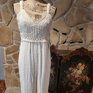 Japna Mid leg Length White Knitted Romper